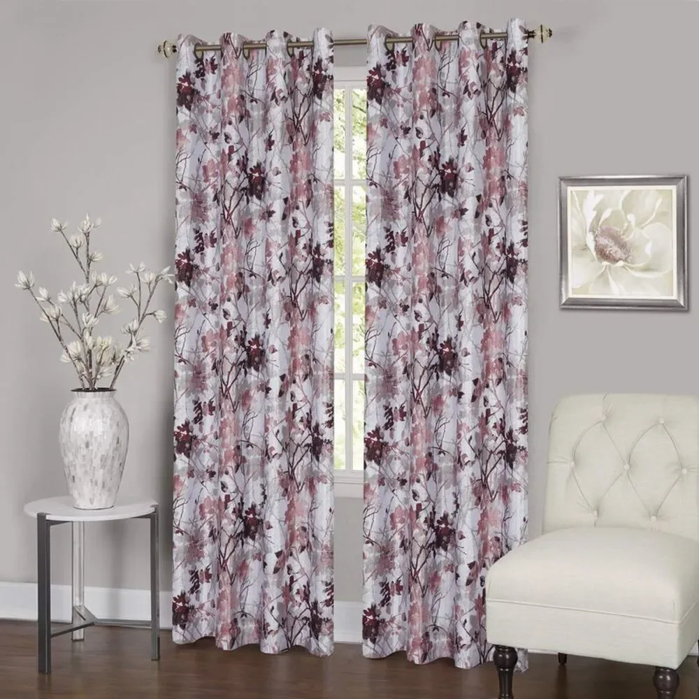 PowerSellerUSA Elegant Floral Polyester Blackout Single Window Curtain Panel,
